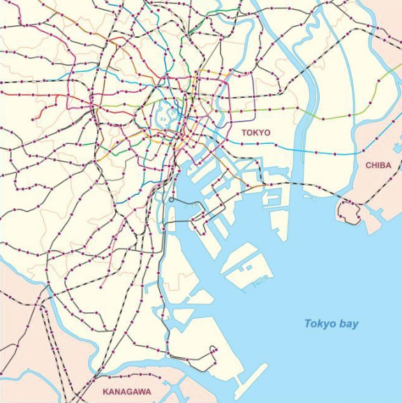 東京近郊の路線図