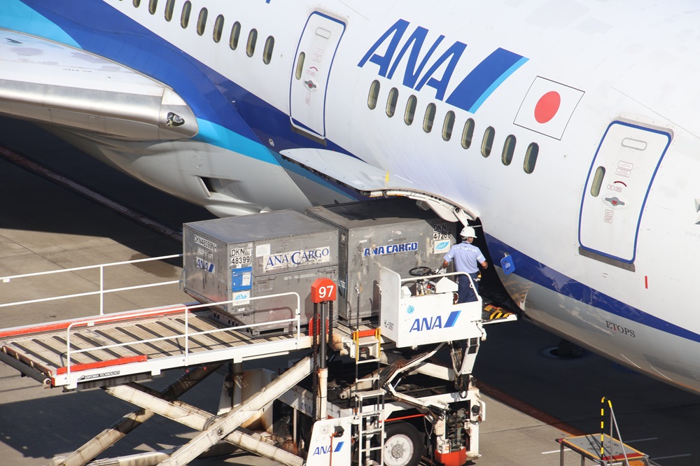 羽田空港にてANA機で運ばれる貨物　撮影：筆者