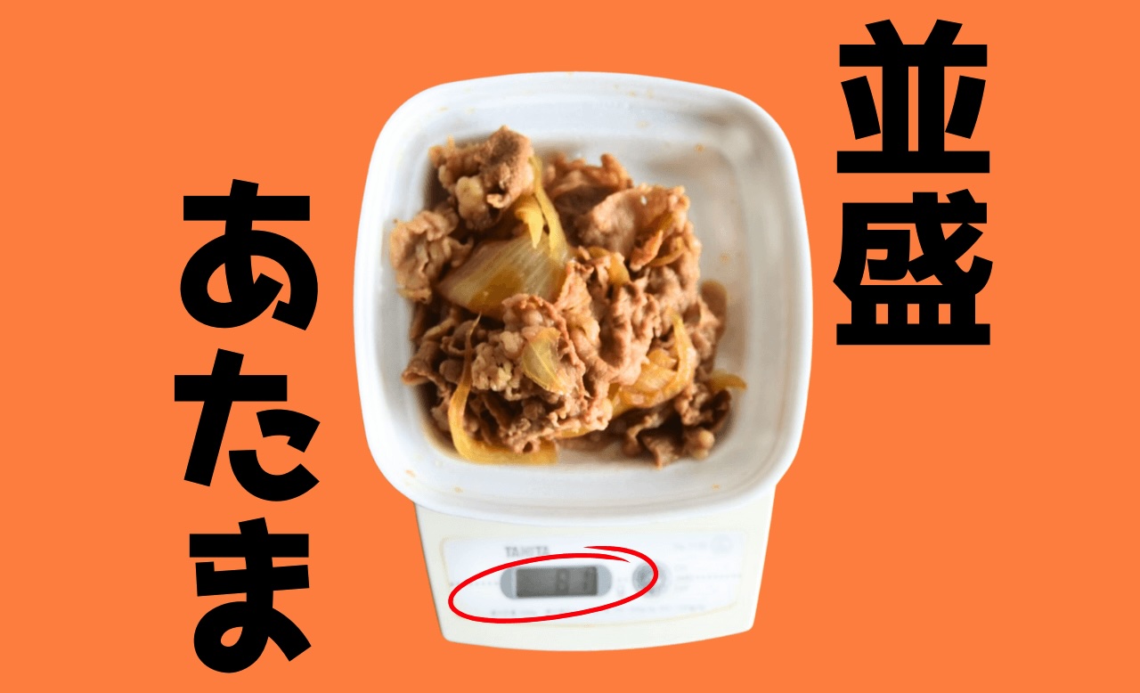 吉野家牛丼並盛あたま計測